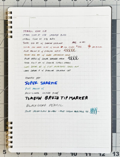 Logical Prime notebook B5 pen test front of page