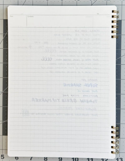 Logical Prime notebook B5 pen test back of page