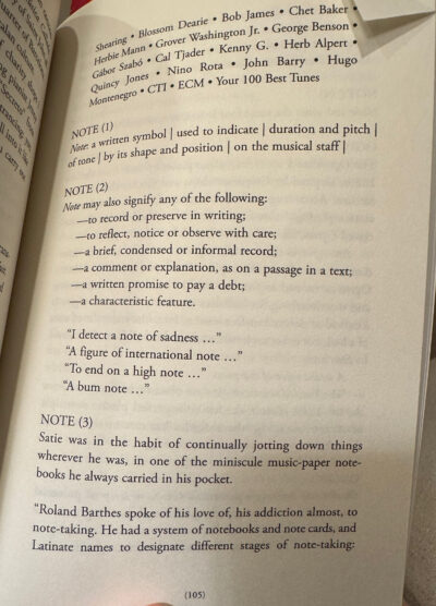 page from Erik Satie Three Piece Suite by Ian Penman