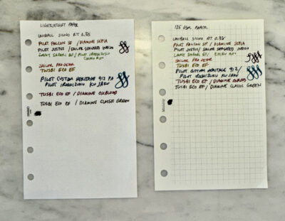 meeplus lightweight paper and 120gsm pen tests