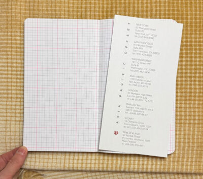 asia pacific offset promotional notebook endpapers and location list