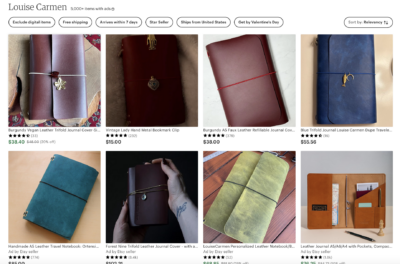 etsy louise carmen inspired notebooks