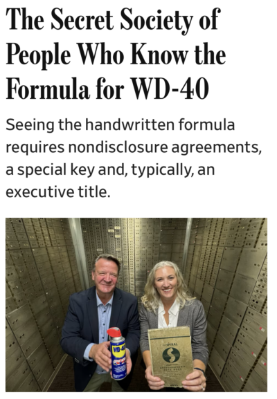 wall street journal article about wd-40 formula