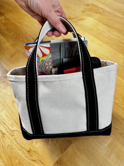 small tote bag house purse house tote full of notebooks and books