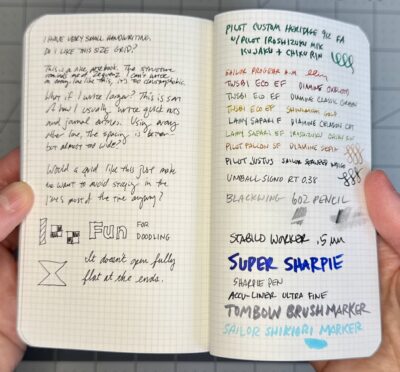 logical prime a6 slim grid notebook pen tests fountain pen friendly