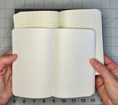 logical prime a6 slim grid notebook paper vs. moleskine
