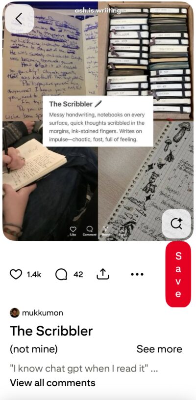 Pinterest meme based on notebook stories image