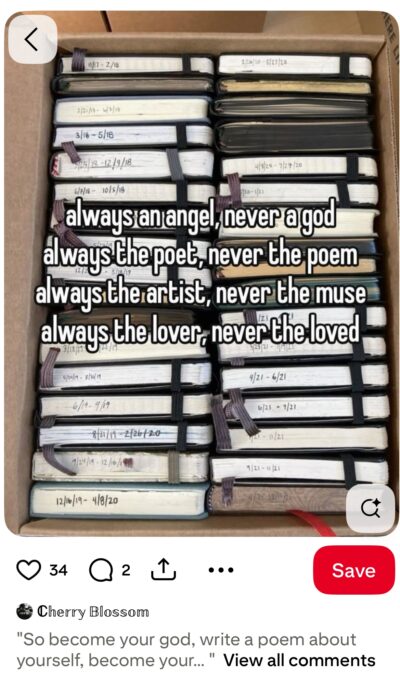 Pinterest meme based on notebook stories image