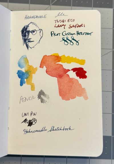 hahnemuhle sketchbook paper test fountain pen and watercolor